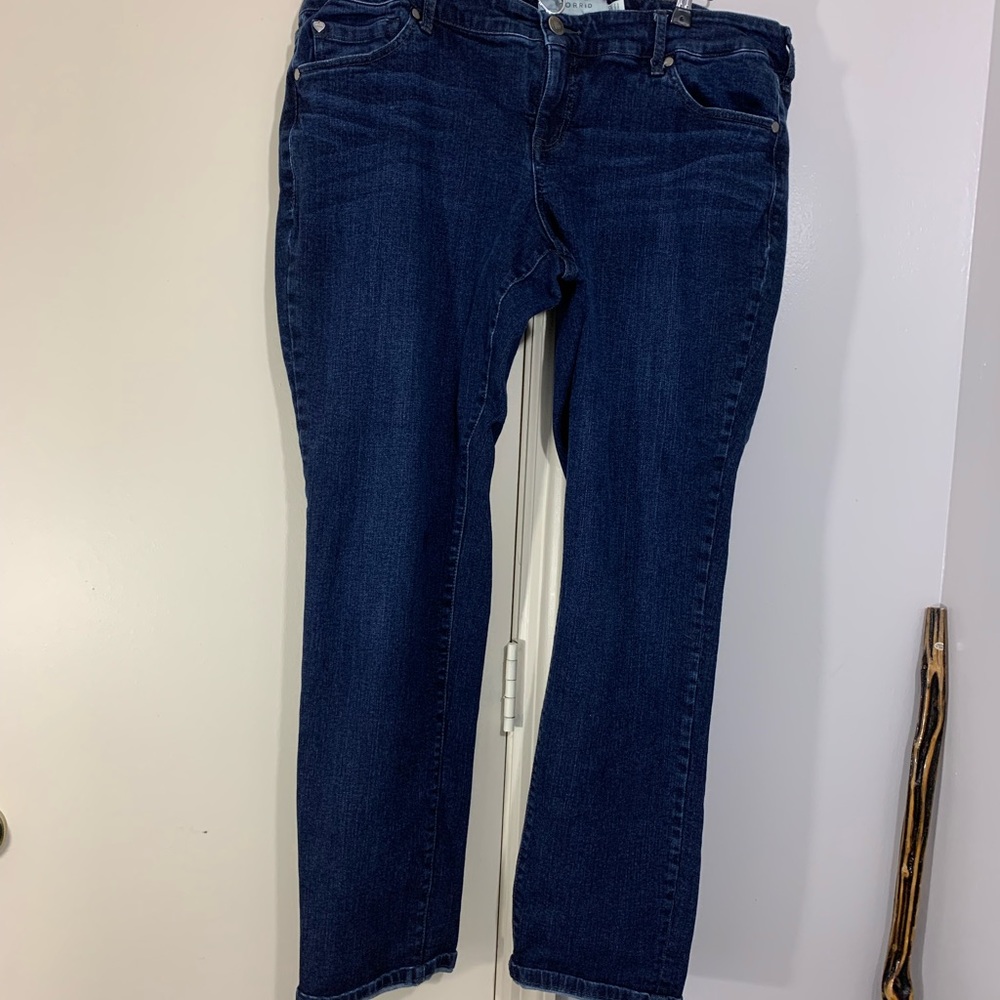 Torrid jeans, size 18W boyfriend jeans, dark blue denim rinse, Plus 1X
